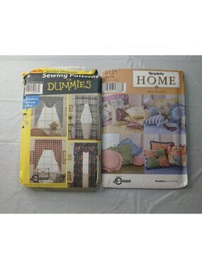 Simplicity Sewing Pattern Bundle (2) Home Decor Curtains + Mini Pillows Vintage